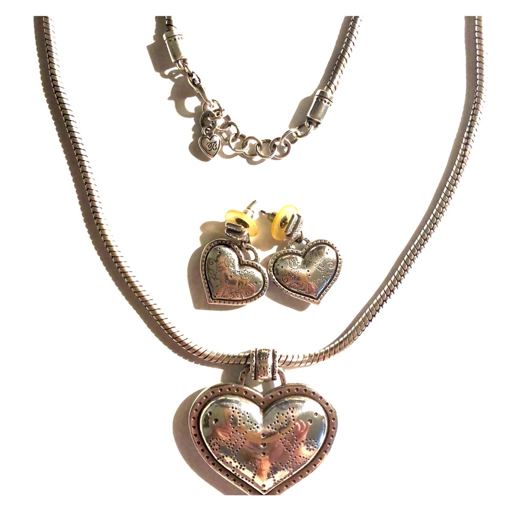 Brighton Puffy Heart Necklace and Earrings